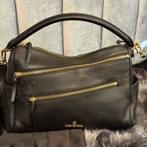 Michael Kors Black Shoulder Bag with Gold Accents